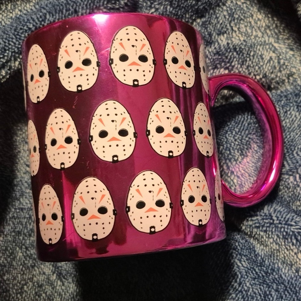 Friday the 13th Jason Voorhees Pink Metallic Coffee Mug Ceramic 20 oz